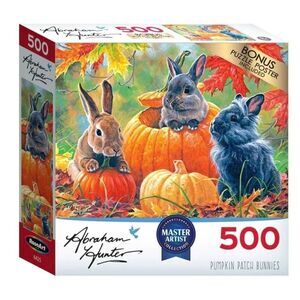 Rose Art Master Artist Abraham Hunter Pumpkin Patch Bunnies 500 pc Jigsaw Puzzle